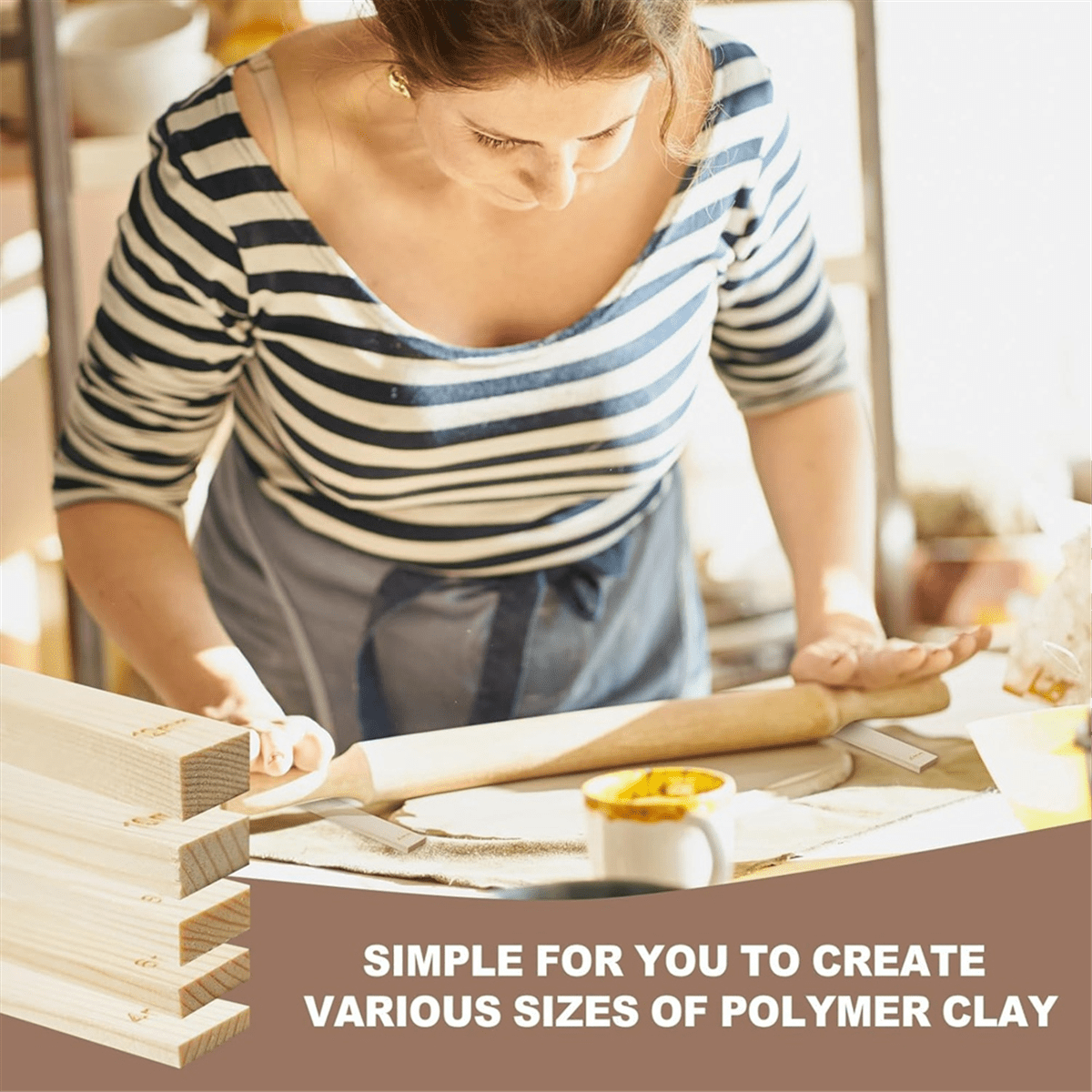 30 Piece Pottery Teaching Rolling Clay Sticks Wooden Clay Roller Guide Clay Tools Wooden Rolling Pin Guide Stick Set
