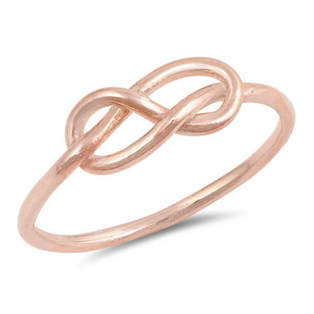 CHOOSE YOUR COLOR Rose Gold-Tone Infinity Knot Forever Ring .925 Sterling Silver
