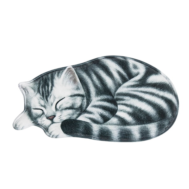 Alfombra en forma de gato Suave y absorbente Alfombra de baño para gatos Alfombra de piso antideslizante Alfombra de baño lavable Apta para dormitorios Cocinas Salas de estar