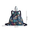 thumbnail image 3 of Basketball Yoga Bag Drawstring Folding Backpack Nylon for Travel (Small Flowers), 3 of 6