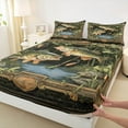 thumbnail image 2 of Manfei Bass Fish 4 Pieces Queen Sheet Sets,Green Brown Ultra Soft Flat Sheet,Fishing Hunting Queen Fitted Sheet,Teenagers Bedroom Decor, 2 of 6
