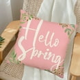 thumbnail image 2 of Hello Spring Pillow Covers 20x20 Inch Pink Green Leaves Spring Farmhouse Decorative Throw Pillow Cases Cotton Linen Square Cushion Cover for Sofa Couch, 2 of 6