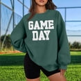 thumbnail image 2 of jobturf Football Sweatshirts for Women Game Day Letter Graphic Sweatshirt Soft Fleece Y2k Long Sleeve Crew Neck Pullover Tops M, 2 of 4