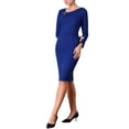 thumbnail image 4 of INSPIRE CHIC Women's Dress Formal Asymmetrical Neck Long Sleeve Midi Stretch Dresses S Royal Blue, 4 of 5
