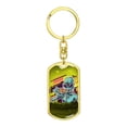 thumbnail image 4 of Alien Eating Pizza Stainless Steel or 18k Gold Premium Swivel Dog Tag Keychain, 4 of 10