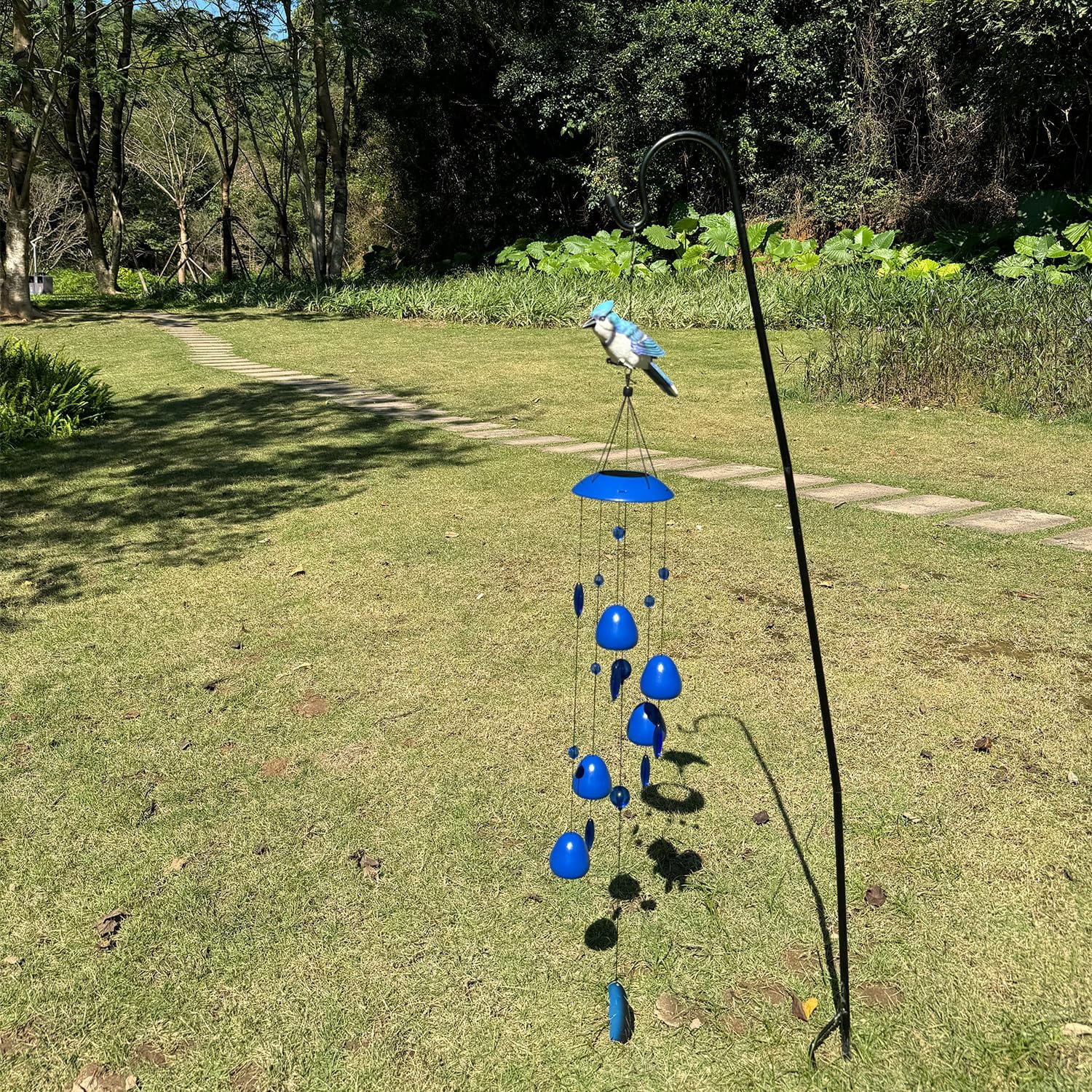 Blue Jay Bird Wind Chimes with Bells, Large Unique Birds Chimes for Garden Backyard Church Hanging Decor, 40"