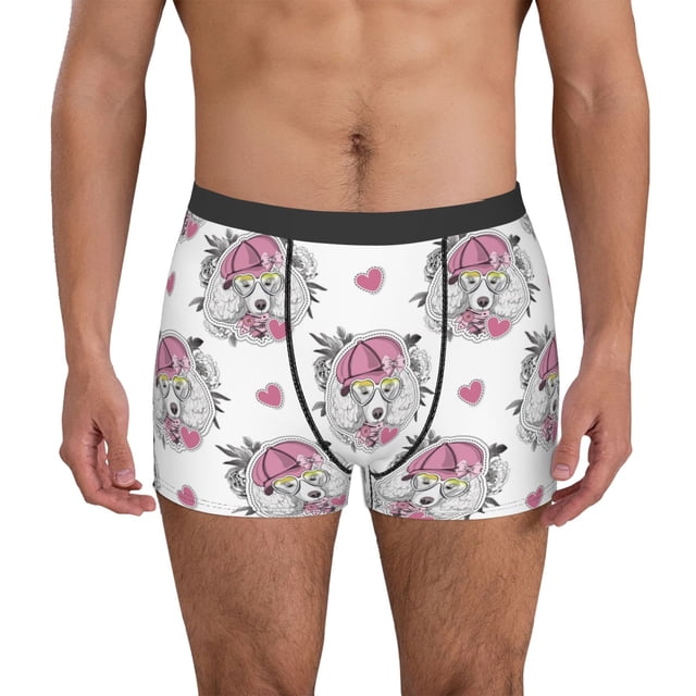 Fotbe Cartoon Poodle Dog Calzoncillos Tipo Boxer con Bolsa de Soporte Total para Hombre, X-Temp Fresco, Transpirable y de Secado Rápido-XX-Large