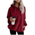 thumbnail image 2 of Pull à Capuche Manches Longues Hiver Femmes Pull Chaud avec 1/4 Zip, 2 of 7
