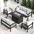thumbnail image 3 of LayinSun Aluminum Furniture Set with Fire Pit Table, 5 Pieces Patio Sectional Conversation Chat Sofa Modern Seating Set, 3 of 4