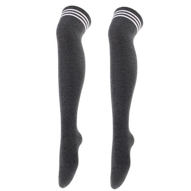 Nvzi-c 2 Pairs Over Knee Socks Knee-High Socks High Thigh Boot Stockings Women Knee Highs Socks for Girl Cosplay, Daily Wear,Dark Grey