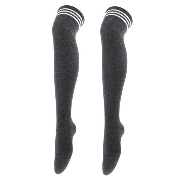 Nvzi-c 2 Pairs Over Knee Socks Knee-High Socks High Thigh Boot Stockings Women Knee Highs Socks for Girl Cosplay, Daily Wear,Dark Grey
