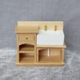 thumbnail image 3 of Cheers.US 1:12 Mini Dollhouse Wooden Wash Basin Cabinet Miniature Furniture Realistic Kitchen Sink for Doll House Bathroom Kitchen Decor(Sink), 3 of 7