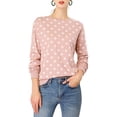 thumbnail image 6 of INSPIRE CHIC Women's Polka Dots Crew Neck Drop Shoulder Long Sleeves Knit Sweatshirt L Pink, 6 of 9