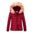 thumbnail image 4 of Women's Quilted Outerwear Jacket Women's Winter Thicken Puffer Coat Warm Jackets Parka With Hood Waterproof Wine XXXL, 4 of 5