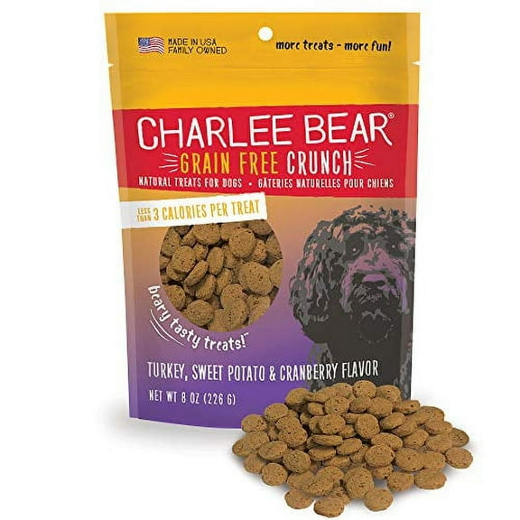 Charlee Bear Grain Free Crunch Dog Treats, Turkey, Sweet Potato & Cranberry Flavor, 8 oz