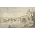 thumbnail image 2 of Gaspar Van Wittel 24x16 Black Ornate Framed Double Matted Museum Art Print Titled: View of the Ponte Molle in Rome (1663 - 1736), 2 of 5