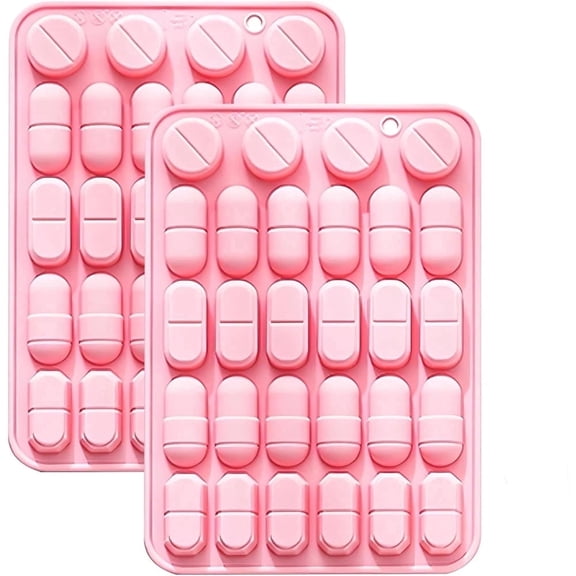 Sugagale 2-Pack Silicone Mold, 28-Cavity Pill Shape for Candy, Chocolate, Ice Cubes and More
