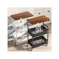 thumbnail image 2 of Ourlova 3-Tier Rolling Cart With Wooden Tabletop Utility Cart With Lockable Wheels Multipurpose Storage Organizer Trolley For Kitchen Office Bedroom Sturdy Metal Frame For Small Spaces Easy Assembly, 2 of 10