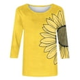 thumbnail image 6 of JTZGDY Floral Shirts for Women Plus Size 3/4 Lenght Sleeve Crewneck Graphic T-Shirts Trendy Oversized Basic Summer Tunic Blouse for Leggings Yellow#01 XXXL, 6 of 6