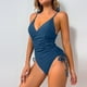 thumbnail image 1 of Trajes de baño de una pieza para mujer, traje de baño de bikini con tirantes y espalda descubierta de color liso para mujer, 1 of 5