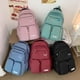 thumbnail image 4 of Mochila escolar sencilla de color sólido con doble bolsillo coreano de gran capacidad para estudiantes y niñas de secundaria, 4 of 6