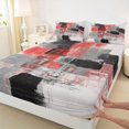 thumbnail image 2 of Manfei Fashion Red Artwork Queen Sheet Sets for Adult, Square Abstract Flat Sheet, Vintage Oil Printing Queen Fitted Sheet, Luxury Bedroom Decor, 4-Piece, 2 of 6