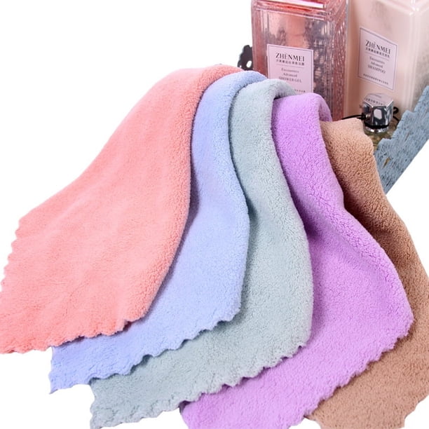 Toalla pequeña de vellón de coral grueso para niños, para lavarse la cara y limpiarse las manos, toalla cuadrada absorbente, trapo de limpieza para el hogar, toalla de regalo