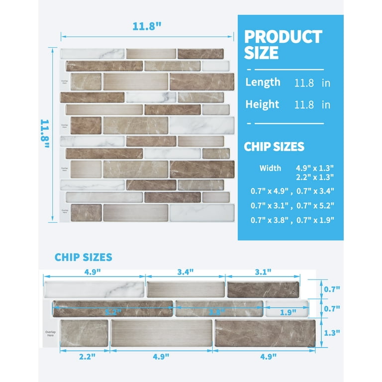Art3d Iced Coffee 12 in. x 12 in. Peel and Stick Wall Tile Backsplash (10-Pack) Art3d Iced Coffee 12 in. x 12 in. Peel and Stick Wall Tile Backsplash (10-Pack)