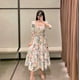 thumbnail image 2 of Vestido Vestido largo informal de algodón de manga media con cuello cuadrado y estampado floral, XS kenally AP001360-01B, 2 of 7