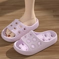 thumbnail image 7 of Xfvqtps Shower Shoes for Mens and Womens Couples Funny Slide Cute Hollow Sole Quick Drying Lightweight Non Slip Open Toe Solid Color Indoor Beach EVA Slipper Purple, 7 of 7