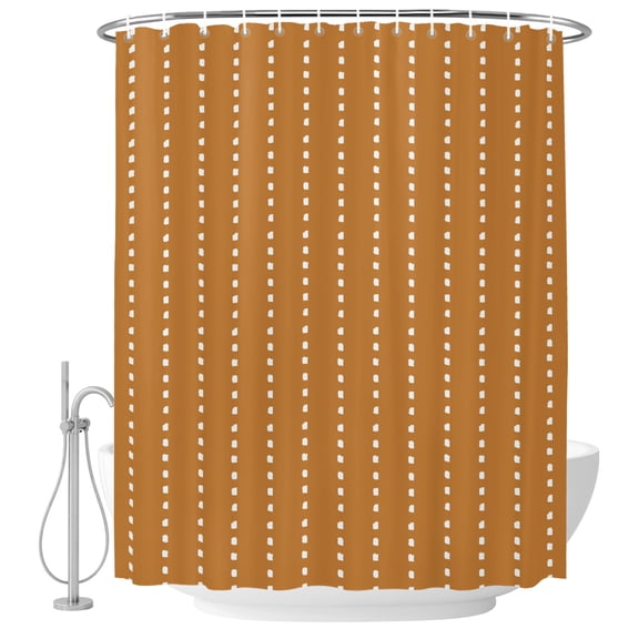 Small Stall Shower Curtain 48x72 Inch Narrow Half Size Geometric Stripes Yellow Bath Curtains Bathroom Decor, Fall Polka Dots Abstract Waterproof Fabric Shower Curtain Set with Hooks 48 Inch