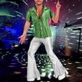 thumbnail image 4 of Men's Sequin Short Sleeve Shirt Slim Fashion Base Tee for Nightclubs and Style Men Shirts Green XXL, 4 of 6