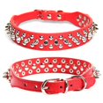 thumbnail image 1 of Collier pour Chien en Cuir avec Rivets Cloutés pour Chats Chiots Petits Moyens Animaux Rouge 42*2.5CM, 1 of 8