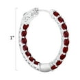 thumbnail image 5 of Red Garnet Inside Out Hoop Earrings for Women in 925 Sterling Silver 1 Inch Diameter and 3mm January Birthstone with Notched Post with Lock by MAX + STONE, 5 of 5
