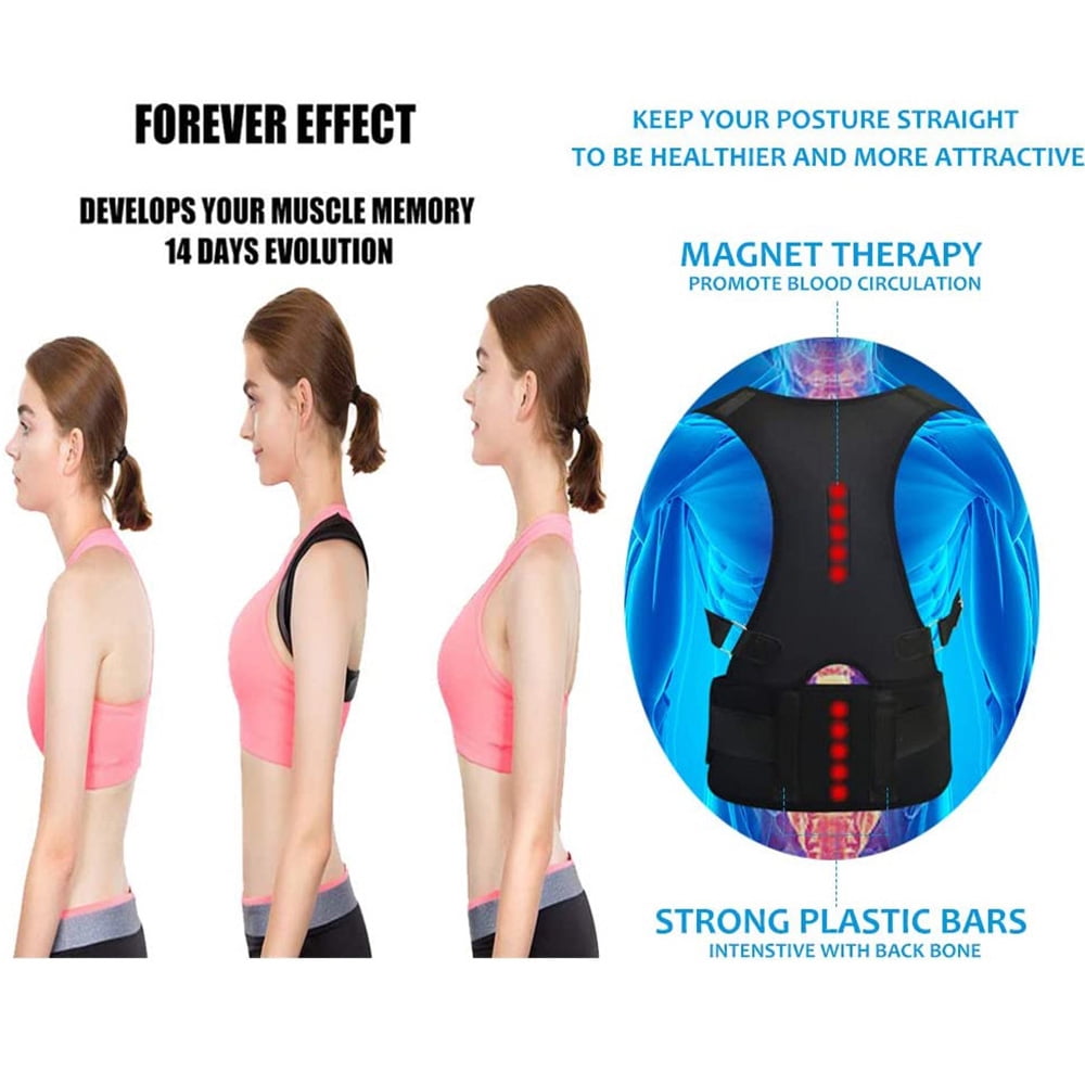 IYDoaMea Posture Corrector Upper Back Support Belt Unisex Magnetic Compression, Black