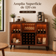 thumbnail image 5 of Gabinete Bar para Vinos con Botellero y Portacopas, Barra de Café con Luz LED y Puertas de Vidrio, 120 x 40 x 90 cm, Rojo Marrón, 5 of 13