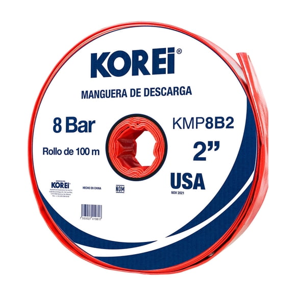 Manguera Plana De Descarga 2” X 100 Mts 8bar Korei KMP8B2