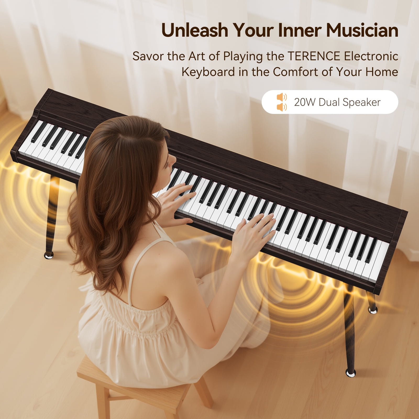 TERENCE 88 Key Piano Keyboard Digital: 88 Key Keyboard Piano Semi-Weighted Full Size Premium Sound MIDI Headphone Jack Triple Pedal for Beginners to Professionals