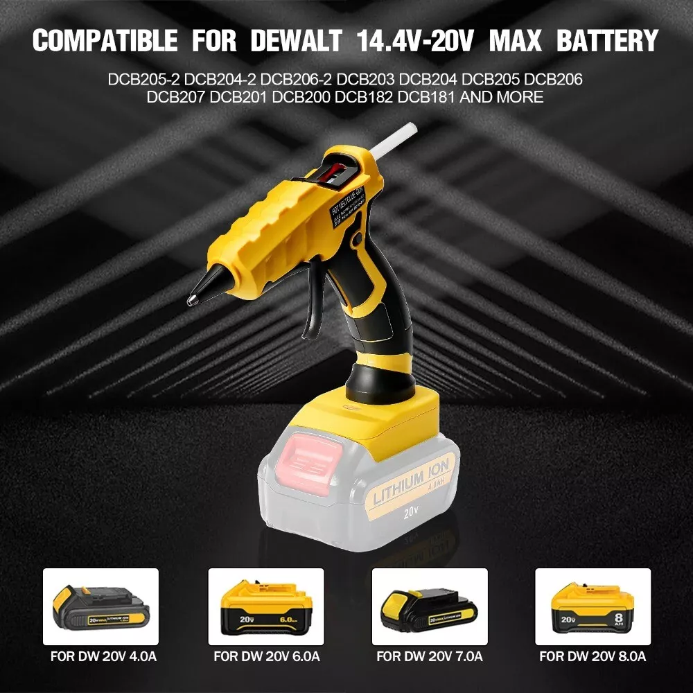 Cordless Hot Melt Glue Gun with 30pcs 7mm Glue Sticks DIY Crafts Tool for Dewalt