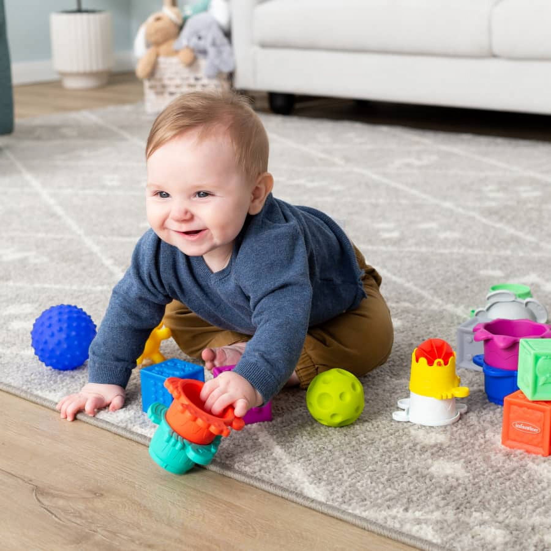 Infantino Sensory Balls, Blocks & Cups Activity Set for Babies, 6-12 Months, Multicolor, 16-Piece Set