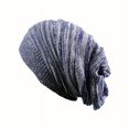 thumbnail image 1 of Striped Knitted Elastic Beanie Soft Loose Skull Cap Breathable Head Scarf Turban Chemo Hats For Women, 1 of 5