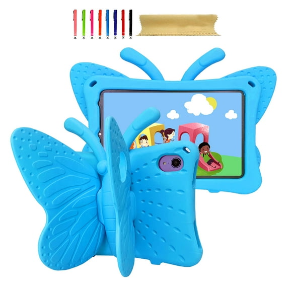 for iPad mini 6th Gen 8.3" 2021 / iPad mini 7th Gen (A17 Pro) 2024 8.3" Kids Girls Case with Kickstand Soft EVA Foam Lightweight Shockproof Handle Stand Cover, Blue