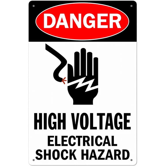 Danger High Voltage Aluminum Sign - 8"x12", Funny Electrical Hazard Warning, Durable Decor for Home, Business, Electrical Closets