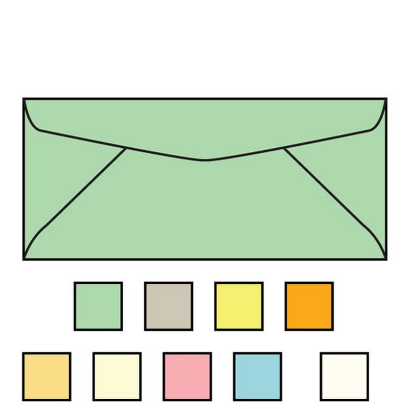 10 Pastel Colored Envelopes, 41/8" x 91/2", 24 (Box of 500)