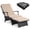 Mix Brown+Beige, variant on Costway 1 PCS Folding Wicker Chaise Lounge with Slide-Out Ottoman, 11-Level Adjustable Backrest Mix Brown+Navy Blue