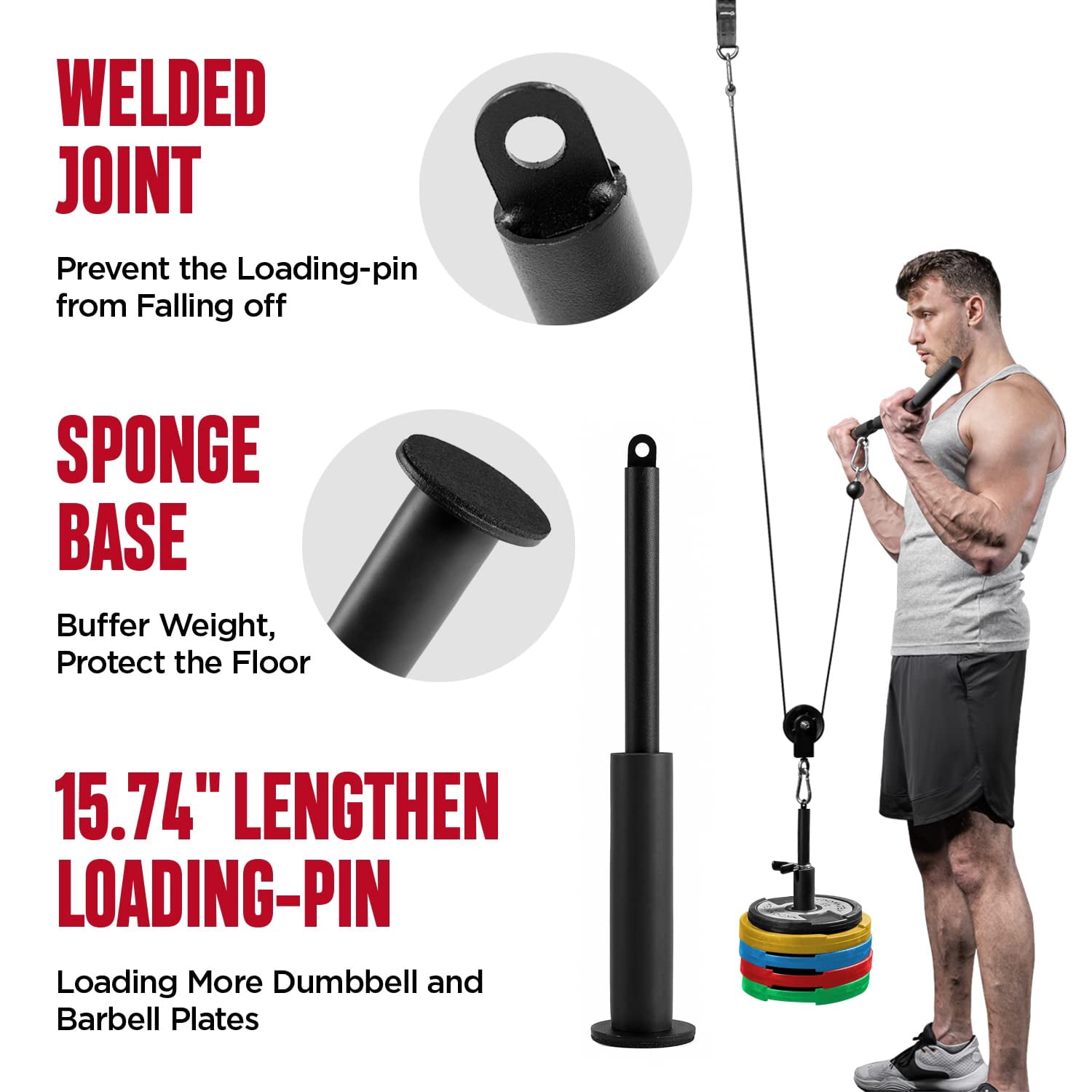 Pulley System for Home Gym, Cable Machine Attachment for Lat Pulldown, Back, Triceps and Biceps Workout, Fitness Equipment