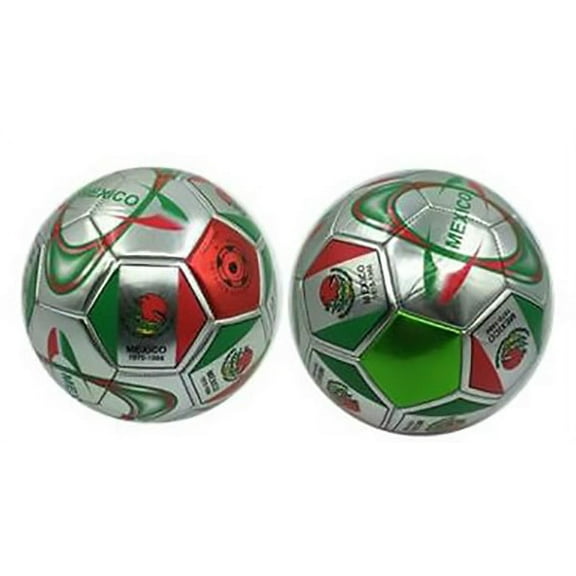 HNF Shop Mexico Flag Soccer Ball, Size 5, Silver and Green, Outdoor Sport