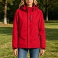 thumbnail image 5 of Feancey Womens Waterproof Windbreaker Jacket with Removable Hood Outdoor Windproof Hooded Rain Jackets Zipper Pockets Lightweight Hiking Travel Raincoats Red XS, 5 of 9
