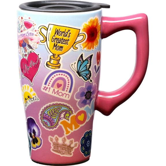 MOM 18 OUNCE CERAMIC TRAVEL MUG