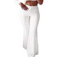 thumbnail image 1 of Women Bell Bottom High Waist Ruffle Pants Solid Slim Fit Trousers Yoga Pants Wide Leg Pants, 1 of 4